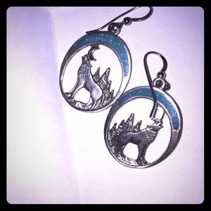 Turquoise Wolf Earrings